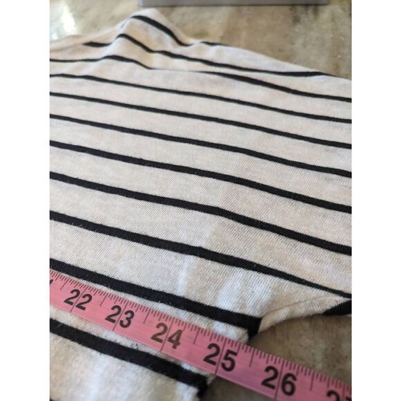 Chico's Blouse Women's Large Size 2 Black and White Cotton Blend Roll Sleeve - Picture 9 of 11